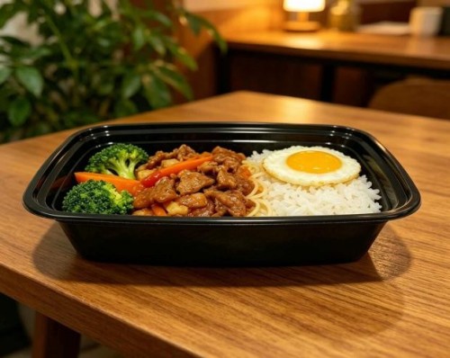 American-style rectangular PP meal box with insert tray