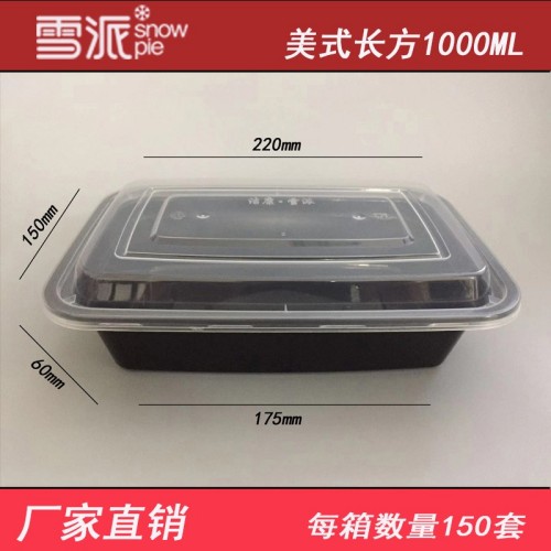 American-style rectangular PP meal box with insert tray