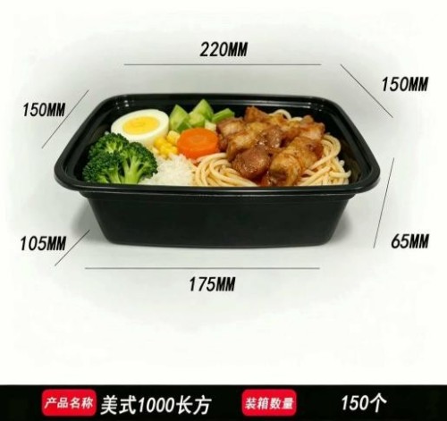 American-style rectangular PP meal box with insert tray